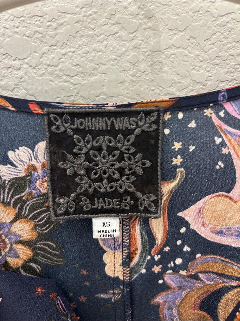 Johnny Was Navy Floral Maxi Dress with Pink & Orange Accents - Picture 2 of 8